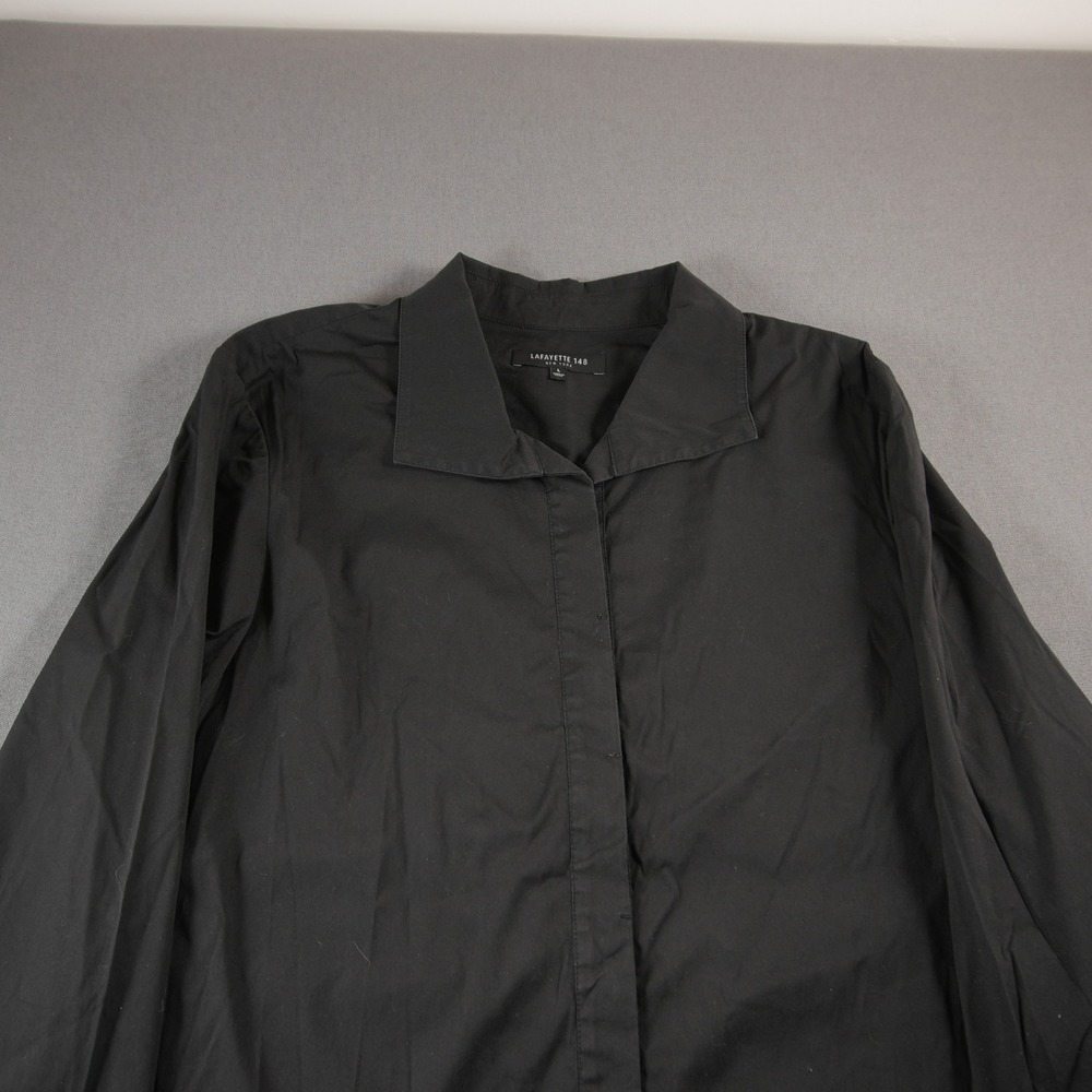 Lafayette 148 New York Stretch Cotton Women Shirt L Long Sleeve Coastal Office - Picture 12 of 16